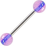 High Ball Blue Stripe Glow-N-Dark Barbell Tongue Ring