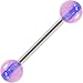 High Ball Blue Stripe Glow-N-Dark Barbell Tongue Ring