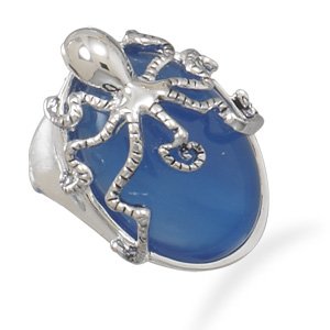 Blue Agate Octopus Fashion Ring / Size 8 [Jewelry]