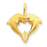 14k Dolphin Heart Pendant