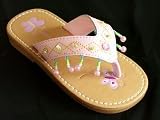 Laura Ashley Toddler Girl's Beaded Thongs Sandals Flip Flops - Pink
