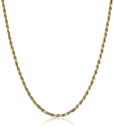 18k Yellow Gold 1.2mm Diamond-Cut Rope Chain Necklace