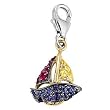 14K Two-Tone Gold Sapphire and Ruby Sailboat Charm