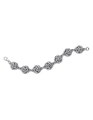 CleverEves Sterling Silver Oxidized Rose Bracelet