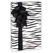 Trendy Boutique Black & White Zebra Striped Gift Wrap Wrapping Paper 16 Foot Roll