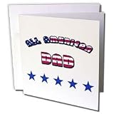 777images Designs Graphic Designs Holidays - All American Dad in the colors and design of the USA flag. Fathers day, Memorial day or July 4 - Greeting Cards-12 Greeting Cards with envelopes