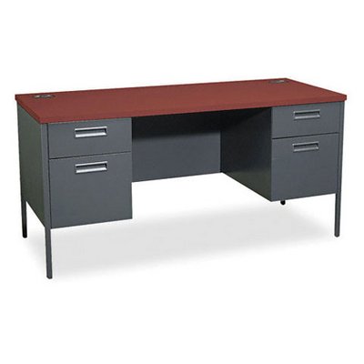 HON Metro Kneespace Credenza (Charcoal Gray Frame/Mahogany Top)