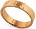 18K Rose Gold Flat Heavy Classic-Fit Wedding Band with Hammered Finish, 4mm Wide