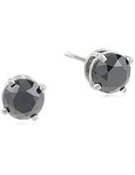 14k White Gold Round Black Diamond Stud Earrings (1.50 cttw)