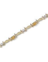 14kt Yellow Gold Oval Citrine and Diamond Bracelet
