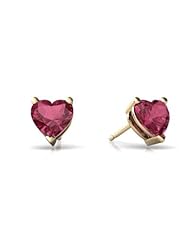 Genuine Pink Tourmaline 14kt Yellow Gold Stud Earrings