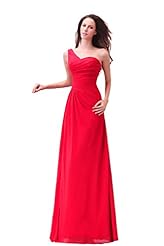 Floor Length Chiffon Slit Lace One Shoulder Bridesmaid Dress 