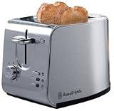 Russell Hobbs 13790 Urban 2 Slice Compact Toaster in brushed satin with wide slots and frozen, cancel and reheat functions
