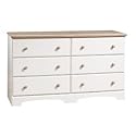 South Shore Furniture, Summertime Collection, Double Dresser, Pure White and Natural Maple