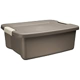 Sterilite 19366406 25-Quart Shelf Tote Driftwood Base and Lid with Platinum Latches, 6-Pack