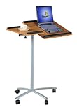 Deluxe Ergonomic Adjustable Computer Cart Desk Woodgrain