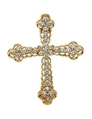 CleverEves 14K Yellow Gold 34.00X29.00 mm Cross Pendant with Diamonds