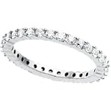 14K White Gold Prong Set Diamond Bridal Eternity Band Ring - 1.00 carat