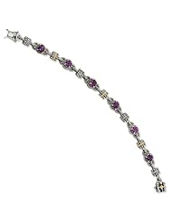 Sterling Silver w/14k Gold 4.00Amethyst 7.5in Bracelet