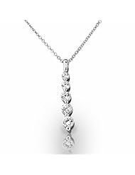 Palladium Brilliant Graduated Diamond Pendant Featuring Five Round Brilliant Diamonds. 1 CTW