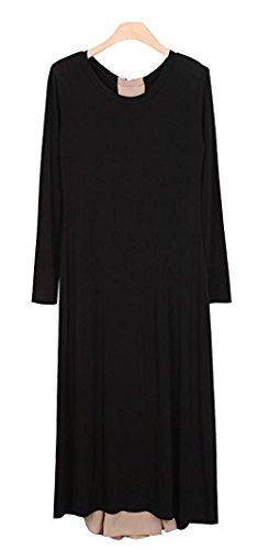 ワンピース 長袖 シンプル フェイク 部屋着 ラウンドネック ストレッチ エレガンス カジュアル レディース 秋物 冬物 可愛いスカーフ付き R416