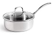 Calphalon Triply Stainless 2-1/2-Quart Shallow Saucepan with Glass Lid