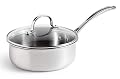 Calphalon Triply Stainless 2-1/2-Quart Shallow Saucepan with Glass Lid
