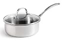 Calphalon Triply Stainless 2-1/2-Quart Shallow Saucepan with Glass Lid