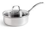 Calphalon Triply Stainless 2-1/2-Quart Shallow Saucepan with Glass Lid