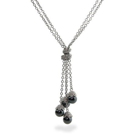 Black Tahitian South Sea Four Pearl Dangle Necklace