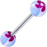 Purple FUNKY FLOWER Barbell Tongue Ring
