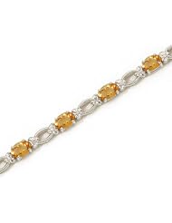 14k White Gold Natural Citrine And Diamond Tennis Bracelet