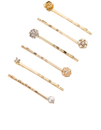 Accessorize Womens 6 x Delicate Crystal Flower Grips