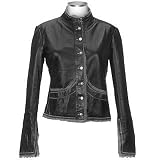 Forzieri Embroidered Black Distressed Italian Leather Jacket