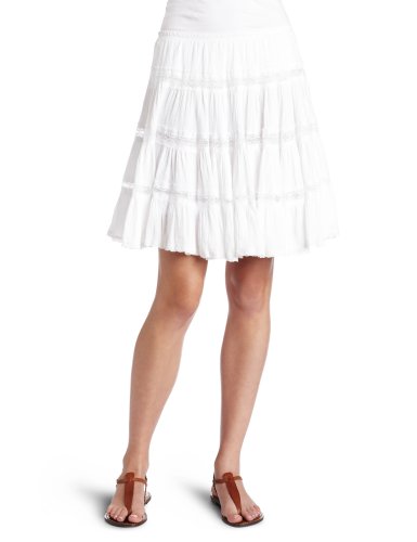 Karen Kane Womens Lace Trim Skirt, White, Large