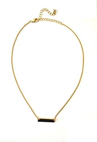Gold Simple Bar Jeweled Pendant Dainty Chain Link Fashion Necklace Jewelry