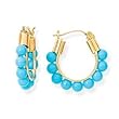 14k Gold & Turquoise Beaded Hoop Earrings