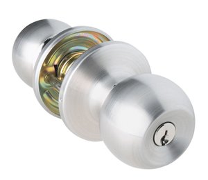 Ball Tubular Entry Door Knob in Brushed Chrome