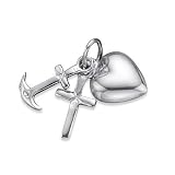 Sterling Silver Heart Cross Anchor Charm