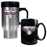 Atlanta Hawks NBA Stainless Steel Travel Mug & Black Ceramic Mug Set - Primary Logo