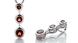 Round Cut Garnet Three-Stone Pendant Sterling Silver