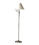 Satin Steel Finish Linen Shade Swing Arm Floor Lamp