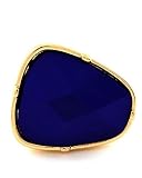Goldtone Blue Acrylic Stretch Ring Fashion Jewelry