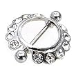 Stainless Steel Shields Nipple Ring with Clear CZ - Sold Individually