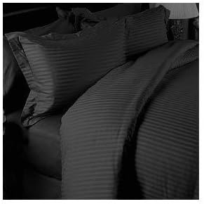 ITALIAN HOME COLLECTION 1500 TC Luxury Soft Wrinkle Resistant Striped SPLIT KING Sheet Set, BLACK