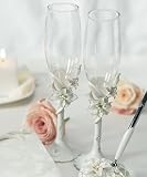 Sculptural White Tiger Lilies Toasting Set - 2 flutes per package