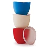 iSi Basics Flex-it 1-Cup Prep Bowls with Lids, Set of 3, Red, White, and Mediterranean Blue