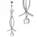 3 free moving bars Belly Button Ring 14 Gauge