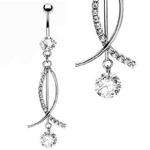 3 free moving bars Belly Button Ring 14 Gauge