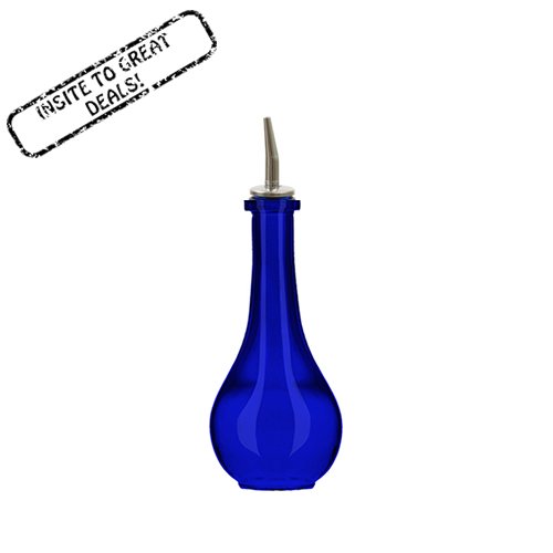 8oz Glass Drop Cruet Set Multi-purpose Kitchen Olive Oil, Vinegar, Liquid Hand, Dish Soap Decorative Glass Bottle Dispenser Recycled Glass Bottles with BONUS Stainless Steel Spout (Cobalt blue)